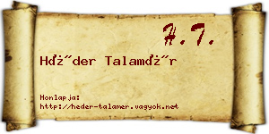 Héder Talamér névjegykártya